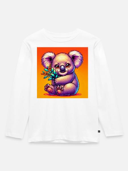 Koala - Kinder Premium Bio Langarmshirt - Weiß