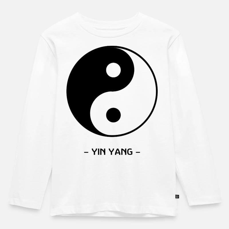 Yin Yang - Kinder Premium Bio Langarmshirt - Weiß