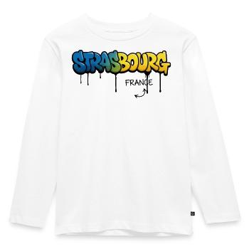 Lettrage strasbourgeois façon graffiti - T-shirt manches longues Premium Enfant - blanc - Devant - AI Model Kid Female (0cm)