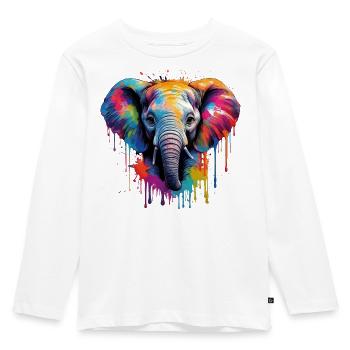 Vibranter Baby Elefantenkunst für Kleidung - Kinder Premium Bio Langarmshirt - Weiß - Vorne - AI Model Kid Female (0cm)