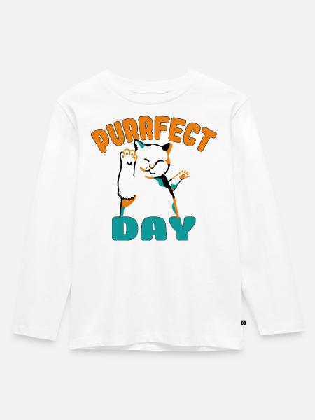 Lebendige Tänzerin Katze Kostüm - Kinder Premium Bio Langarmshirt - Weiß