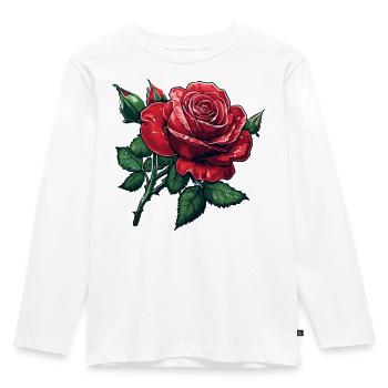 Rose with buds and drops of water - Kids' Premium Longsleeve Shirt - white - Front - AI Model Kid Female (0cm)