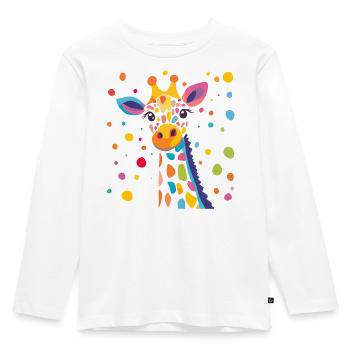 Königliche Giraffe Farbkonfetti - Kinder Premium Bio Langarmshirt - Weiß - Vorne - AI Model Kid Female (0cm)
