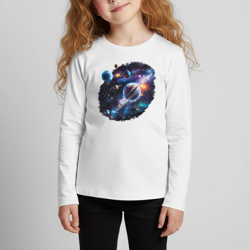 Galactic Planetary System Pattern Kids' Premium Longsleeve Shirt