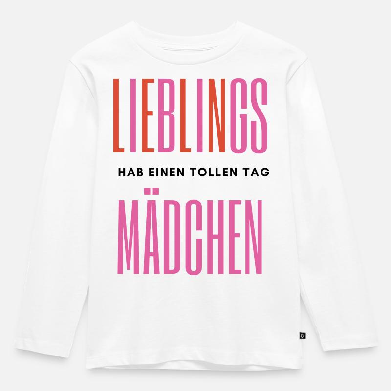Lieblingsmädchen – Romantisches Typografie - Kinder Premium Bio Langarmshirt - Weiß