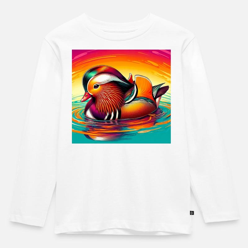 Mandarinente - Kinder Premium Bio Langarmshirt - Weiß
