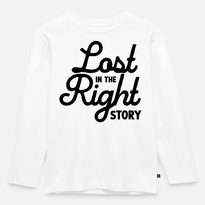 Verloren in der richtigen Geschichte - Kinder Premium Bio Langarmshirt - Weiß