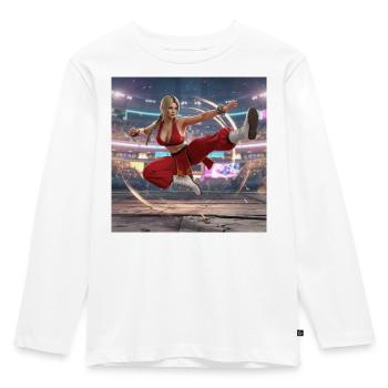 Geben Sie die Maxima ein - Kinder Premium Bio Langarmshirt - Weiß - Vorne - AI Model Kid Female (0cm)