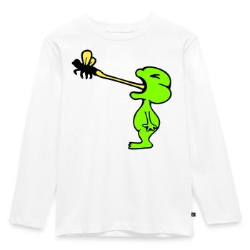 Frosch fängt Fliege Zunge Mücke essen hunger Kröte - Kinder Premium Bio Langarmshirt - Weiß - Vorne - AI Model Kid Female (0cm)