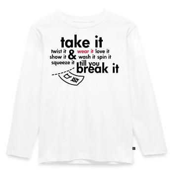 Take it & wear it.. - Kinder Premium Bio Langarmshirt - Weiß - Vorne - AI Model Kid Female (0cm)