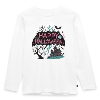 Halloween Neon Fantasie - Kinder Premium Bio Langarmshirt - Weiß - Vorne - AI Model Kid Female (0cm)