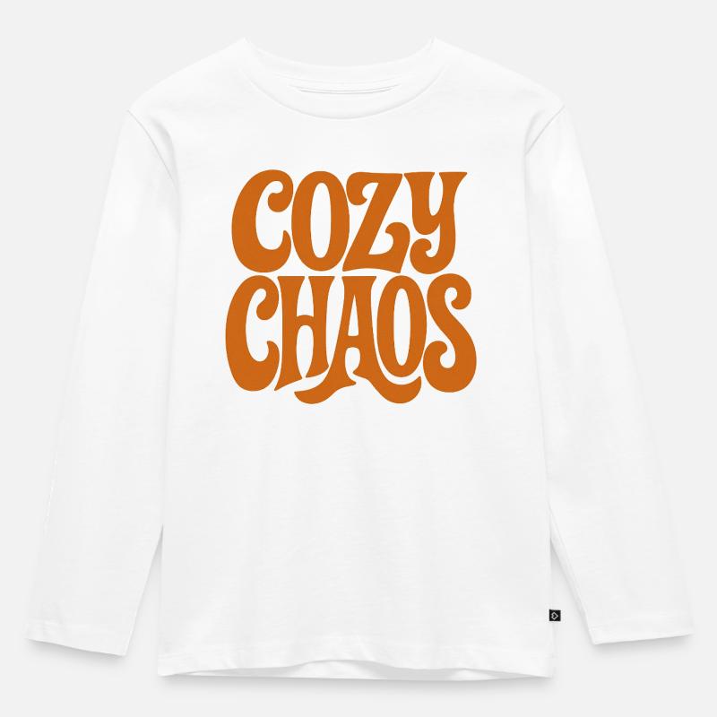 COZY_CHAOS - Kinder Premium Bio Langarmshirt - Weiß