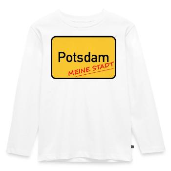 POTSDAM - MEINE STADT - Kinder Premium Bio Langarmshirt - Weiß - Vorne - AI Model Kid Female (0cm)
