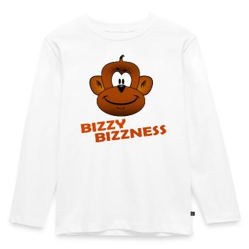 BIZZY BIZZNESS - Kids' Premium Longsleeve Shirt - white - Front - AI Model Kid Female (0cm)