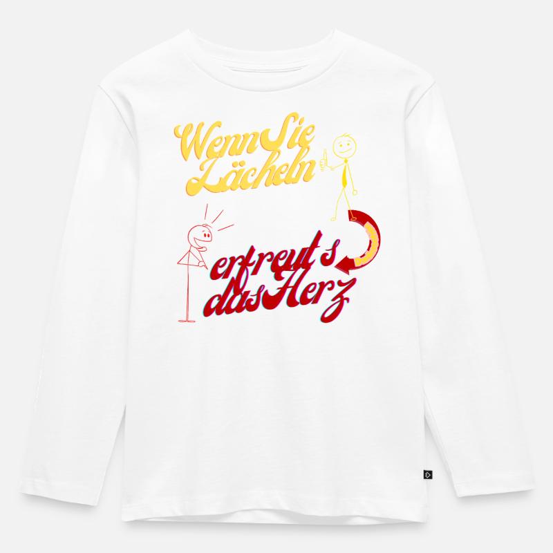 Wenn Sie lächeln  erfreut's das Herz - Kinder Premium Bio Langarmshirt - Weiß