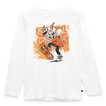 Skater Imp on Orange Graffiti - Kids' Premium Longsleeve Shirt - white - Front - AI Model Kid Female (0cm)