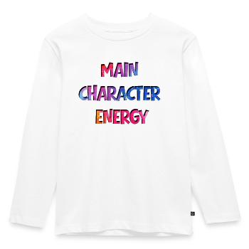 Main Character Energy - Kinder Premium Bio Langarmshirt - Weiß - Vorne - AI Model Kid Female (0cm)