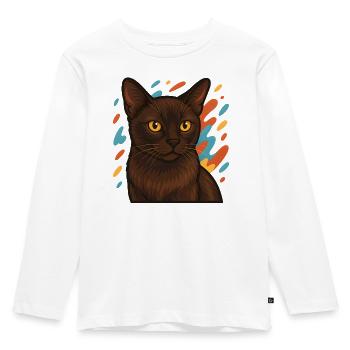 Chat birman avec fond coloré - T-shirt manches longues Premium Enfant - blanc - Devant - AI Model Kid Female (0cm)