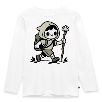 Pèlerin sur le chemin de Compostelle - T-shirt manches longues Premium Enfant - blanc - Devant - AI Model Kid Female (0cm)