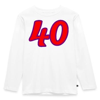 40. 40 YEARS. 40th ANNIVERSARY. 40 YEARS ANNIVERSARY. - Kids' Premium Longsleeve Shirt - white - Front - AI Model Kid Female (0cm)