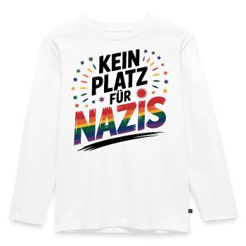 Kein Platz für Nazis - Cool Pride Logo - Kinder Premium Bio Langarmshirt - Weiß - Vorne - AI Model Kid Female (0cm)