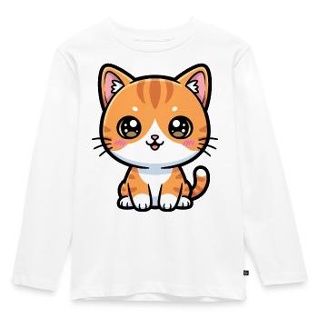Orange Tabby Cartoon Cat - Kids' Premium Longsleeve Shirt - white - Front - AI Model Kid Female (0cm)