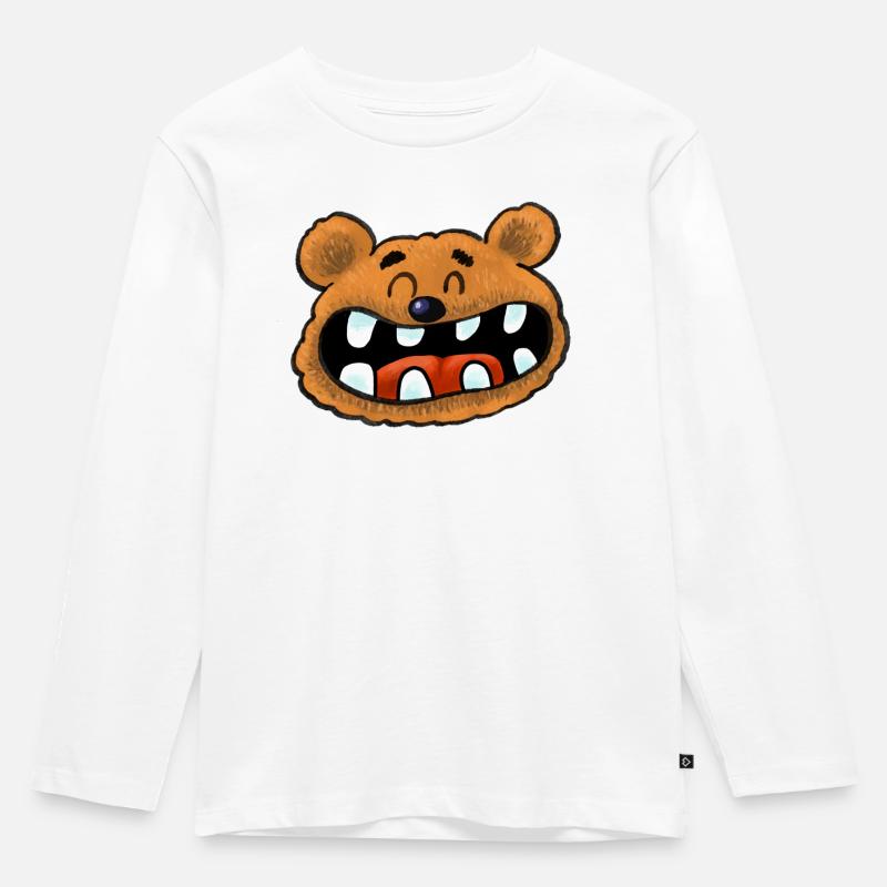 Bär - Kinder Premium Bio Langarmshirt - Weiß