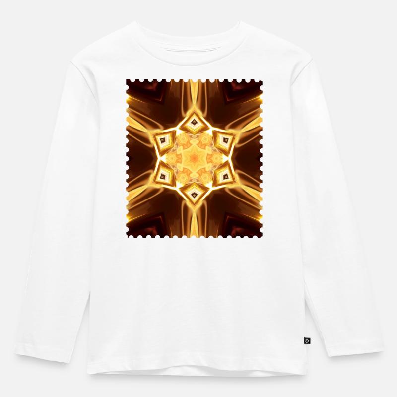 Goldenes Sternenmandala - Kinder Premium Bio Langarmshirt - Weiß