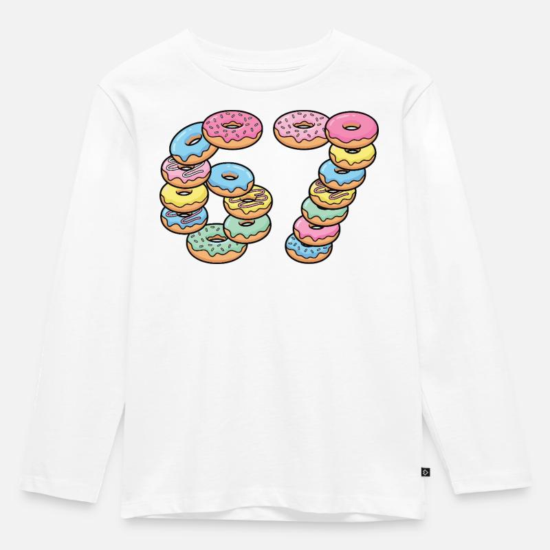 Pastel Donut Stack 67 Pattern - Kids' Premium Longsleeve Shirt - white