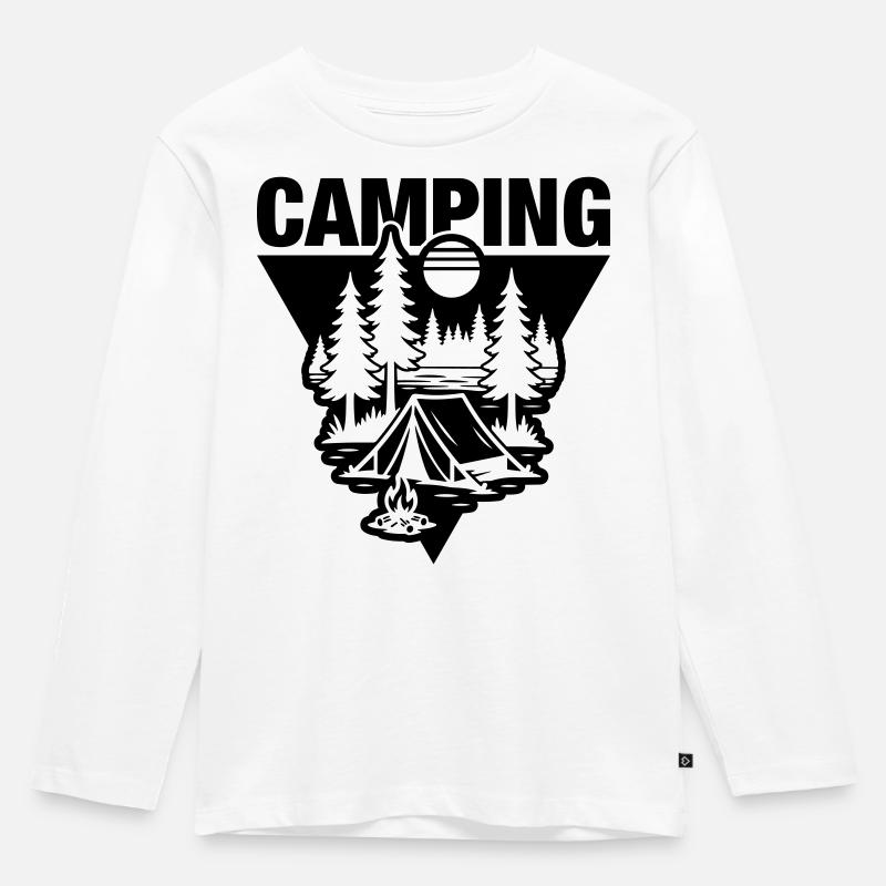 Zelt Camping Symbol Natur - Kinder Premium Bio Langarmshirt - Weiß
