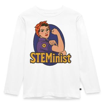STEMinist Rosie Power - Kinder Premium Bio Langarmshirt - Weiß - Vorne - AI Model Kid Female (0cm)