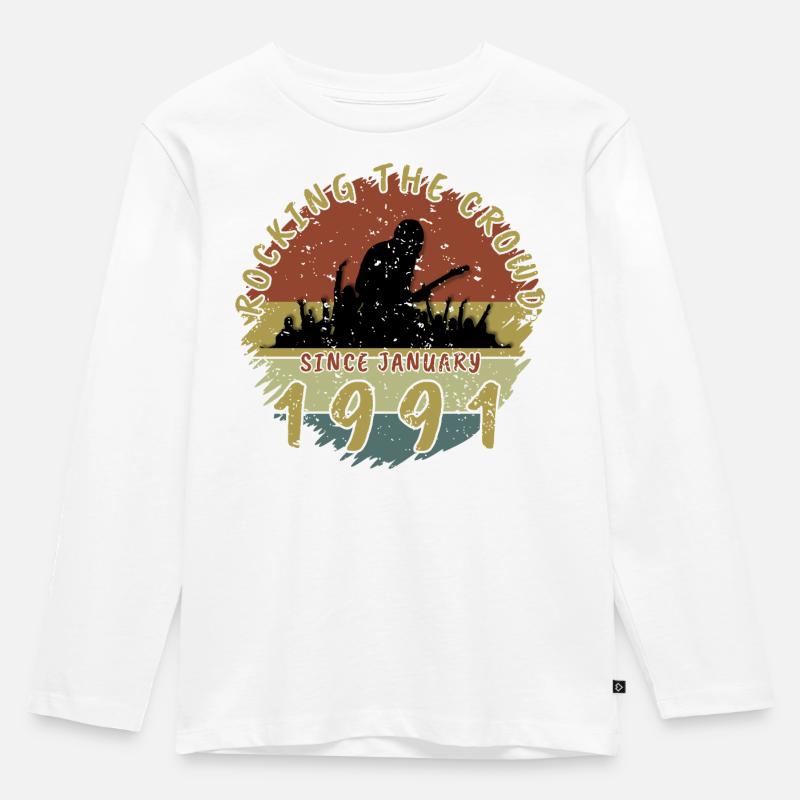 35. Geburtstag Rocking the crowd GIT 01/1991 - Kinder Premium Bio Langarmshirt - Weiß