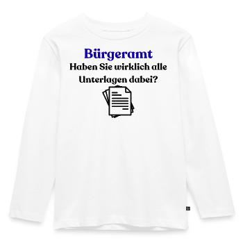 Citizen's Office Blue Typography Shirt - Kids' Premium Longsleeve Shirt - white - Front - AI Model Kid Female (0cm)