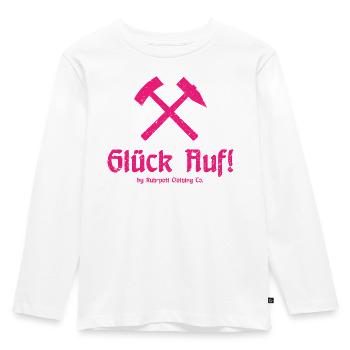 Glück Auf! - Ruhrpott - Zeche - Zollverein - Kinder Premium Bio Langarmshirt - Weiß - Vorne - AI Model Kid Female (0cm)