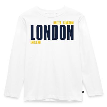 London – England Lyric Design - Kinder Premium Bio Langarmshirt - Weiß - Vorne - AI Model Kid Female (0cm)