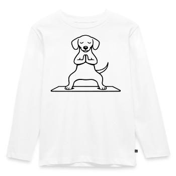 Dog Horsestance Meditation - Kids' Premium Longsleeve Shirt - white - Front - AI Model Kid Female (0cm)