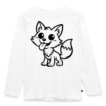 Fuchs Comic Lustig - Kinder Premium Bio Langarmshirt - Weiß - Vorne - AI Model Kid Female (0cm)