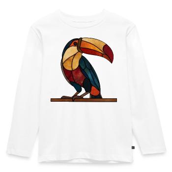 Toucan in Glass Mosaic Style Artful Bird Design - Kids' Premium Longsleeve Shirt - white - Front - AI Model Kid Female (0cm)