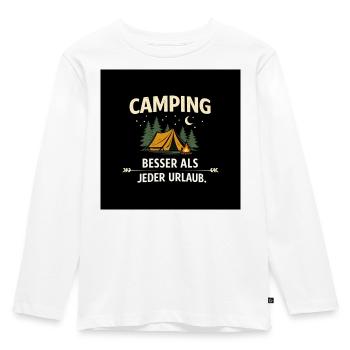 Camping better than any holiday - Kids' Premium Longsleeve Shirt - white - Front - AI Model Kid Female (0cm)