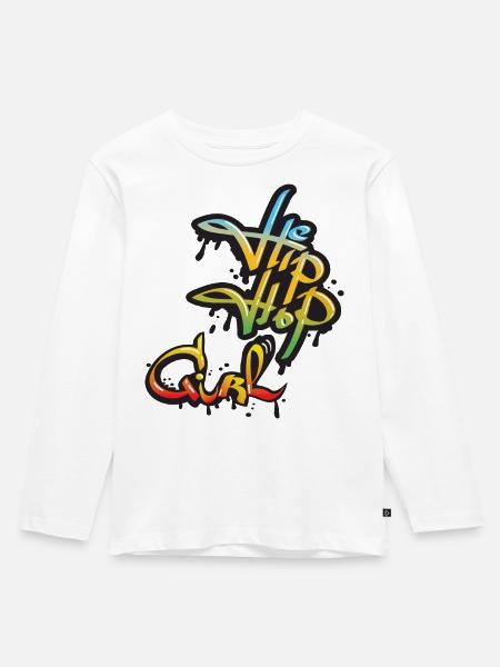 Hip Hop Girl Graffiti  - Kinder Premium Bio Langarmshirt - Weiß
