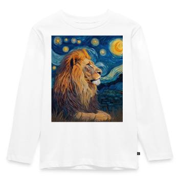 Lion Van Gogh - T-shirt manches longues Premium Enfant - blanc - Devant - AI Model Kid Female (0cm)