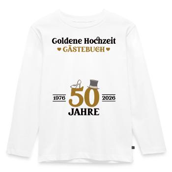 Golden Wedding Anniversary 2026 50th Wedding Anniversary Guestbook - Kids' Premium Longsleeve Shirt - white - Front - AI Model Kid Female (0cm)
