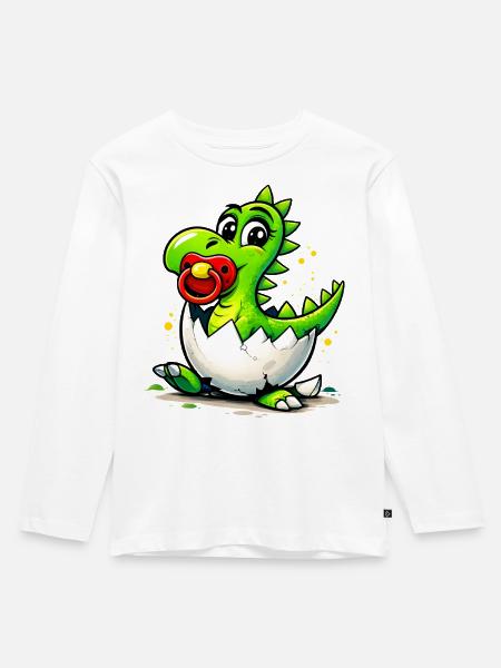Baby Drache mit Schnuller - Kinder Premium Bio Langarmshirt - Weiß