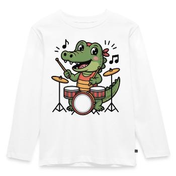 Schlagzeug Schlagzeuger - Kinder Premium Bio Langarmshirt - Weiß - Vorne - AI Model Kid Female (0cm)