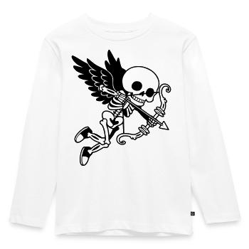 Skeleton Cupid with Wings Black - Kids' Premium Longsleeve Shirt - white - Front - AI Model Kid Female (0cm)