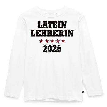 Latin Teacher 2026 Occupation Study Latin Teacher Training - Kids' Premium Longsleeve Shirt - white - Front - AI Model Kid Female (0cm)