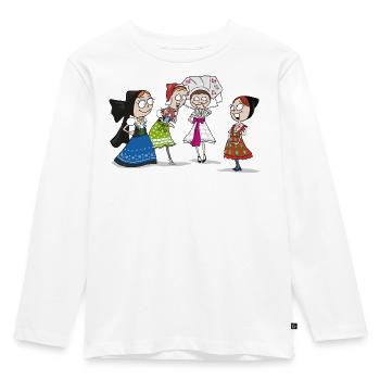 COMIC - SERBSKE DRASTY - Kids' Premium Longsleeve Shirt - white - Front - AI Model Kid Female (0cm)