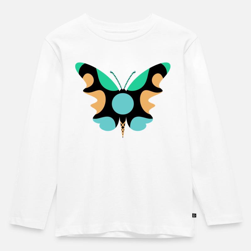 Schmetterlingskunst - Kinder Premium Bio Langarmshirt - Weiß