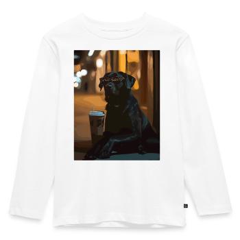 Night lounge dog with sunglasses - Kids' Premium Longsleeve Shirt - white - Front - AI Model Kid Female (0cm)