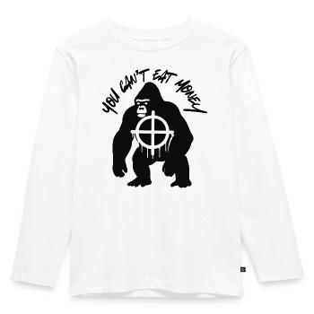 L’humain mange de l’argent mange le gorille - T-shirt manches longues Premium Enfant - blanc - Devant - AI Model Kid Female (0cm)